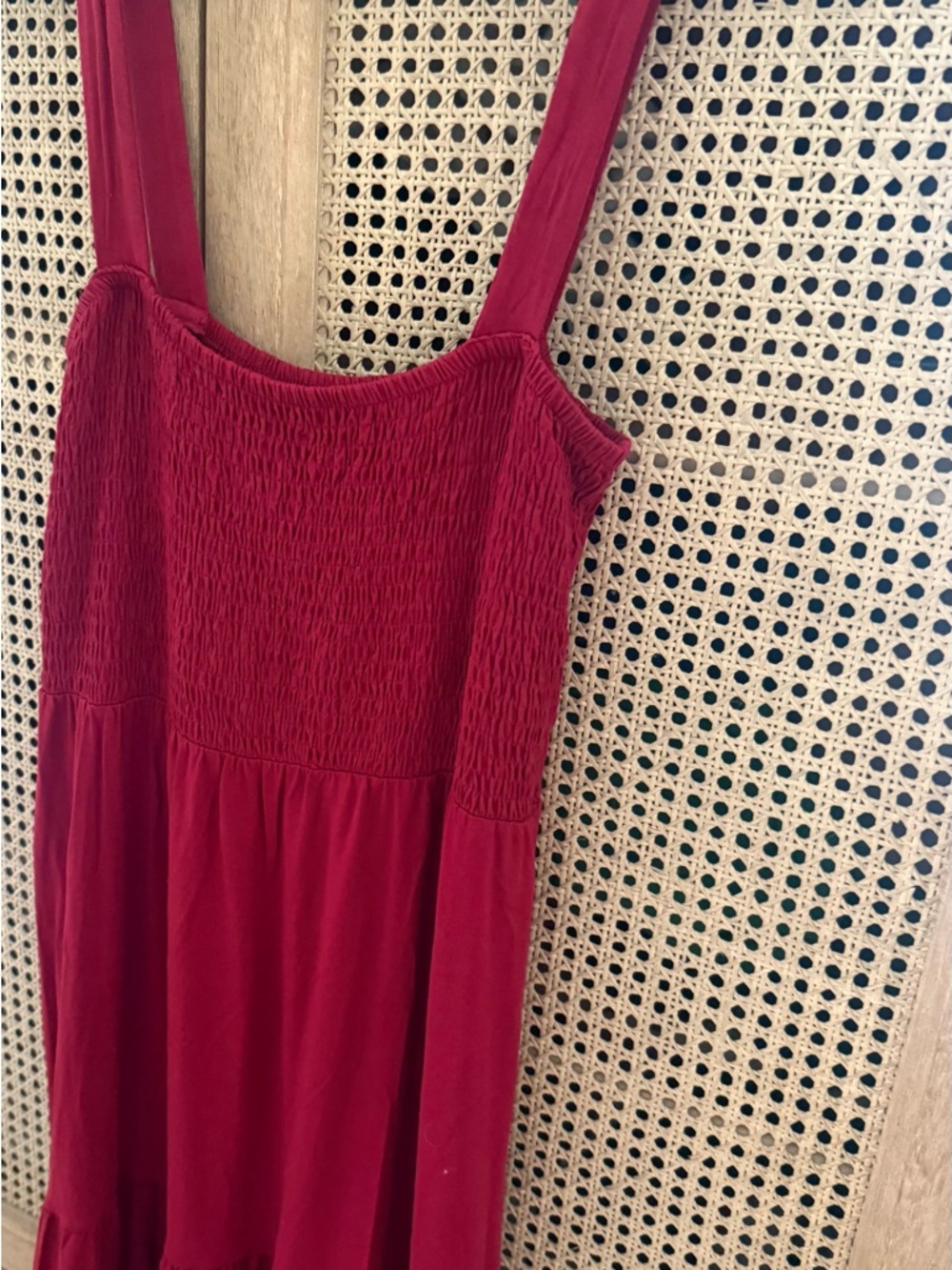 LOFT Smocked Tank Dress in Deep Raspberry - Picture 2 of 3